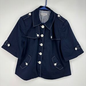 Navy Blue Button-Down Women's Nautical Sailor Jacket Size 16W